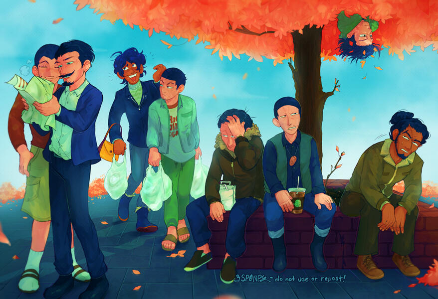 Various characters from Golden Kamuy.